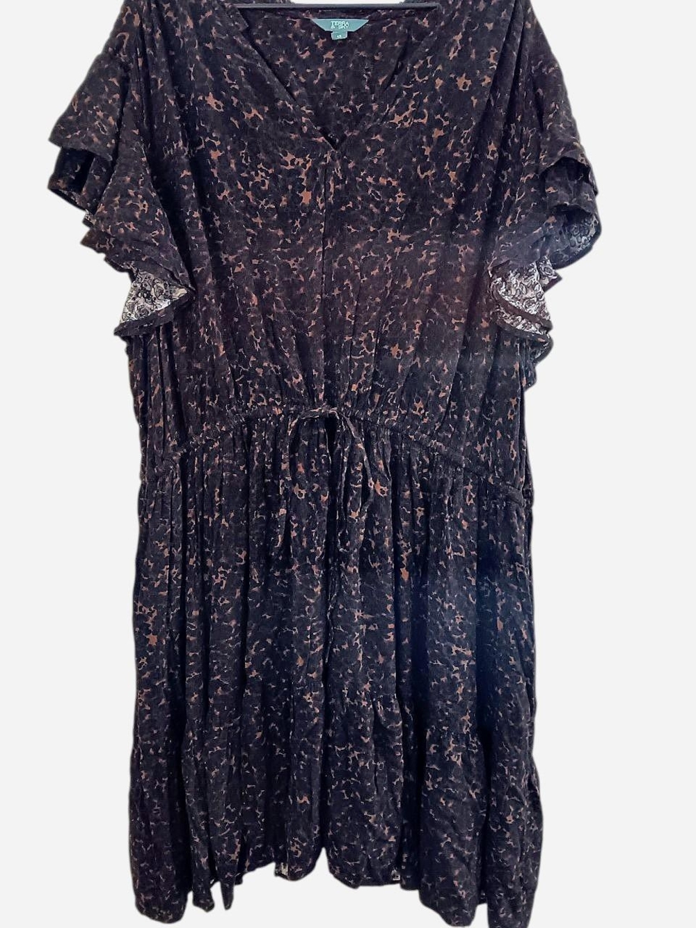 Terra & Sky Black and Rust Animal Print Mid Tie Dress Dress